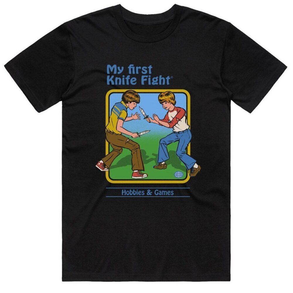 Steven Rhodes Knife Fight Dark Humor Graphic Unisex T-Shirt